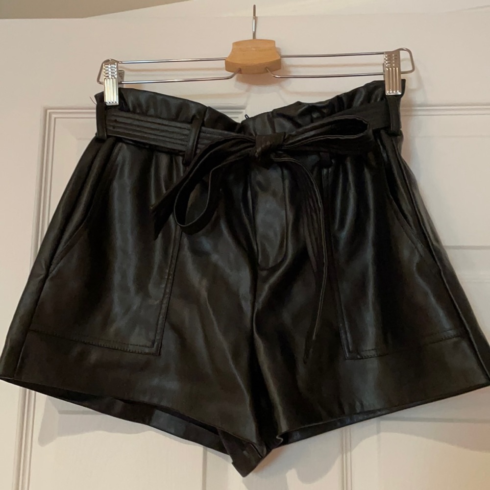 Faux leather tie shorts *EUC*